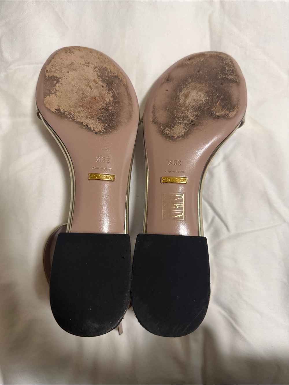 Gucci Metallic champagne Gold Slingback Sandals with Horsebit Detail. Size 39,5 - Picture 4 of 8